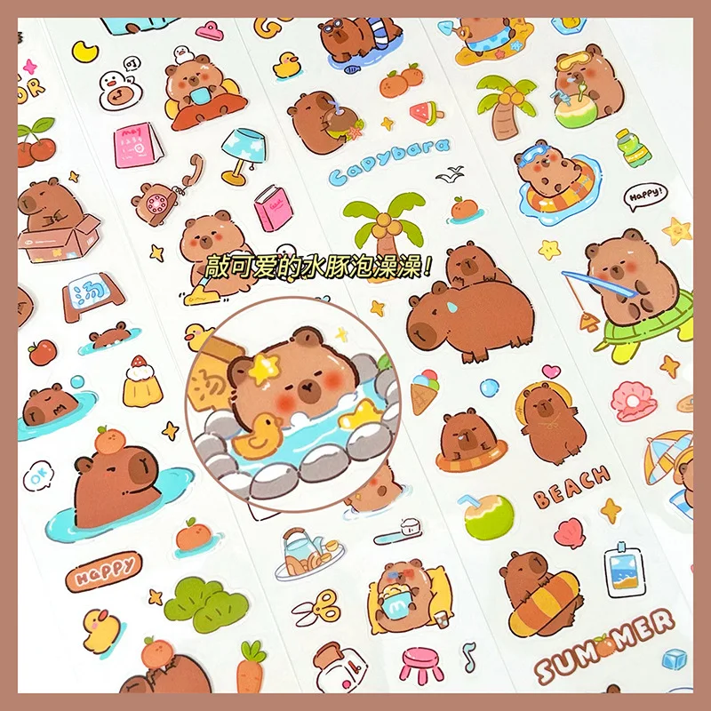 Cartoon Capibala Transparent Stickers Cute Finless Porpoise Hand Tent Stickers Children's DIY Stickers