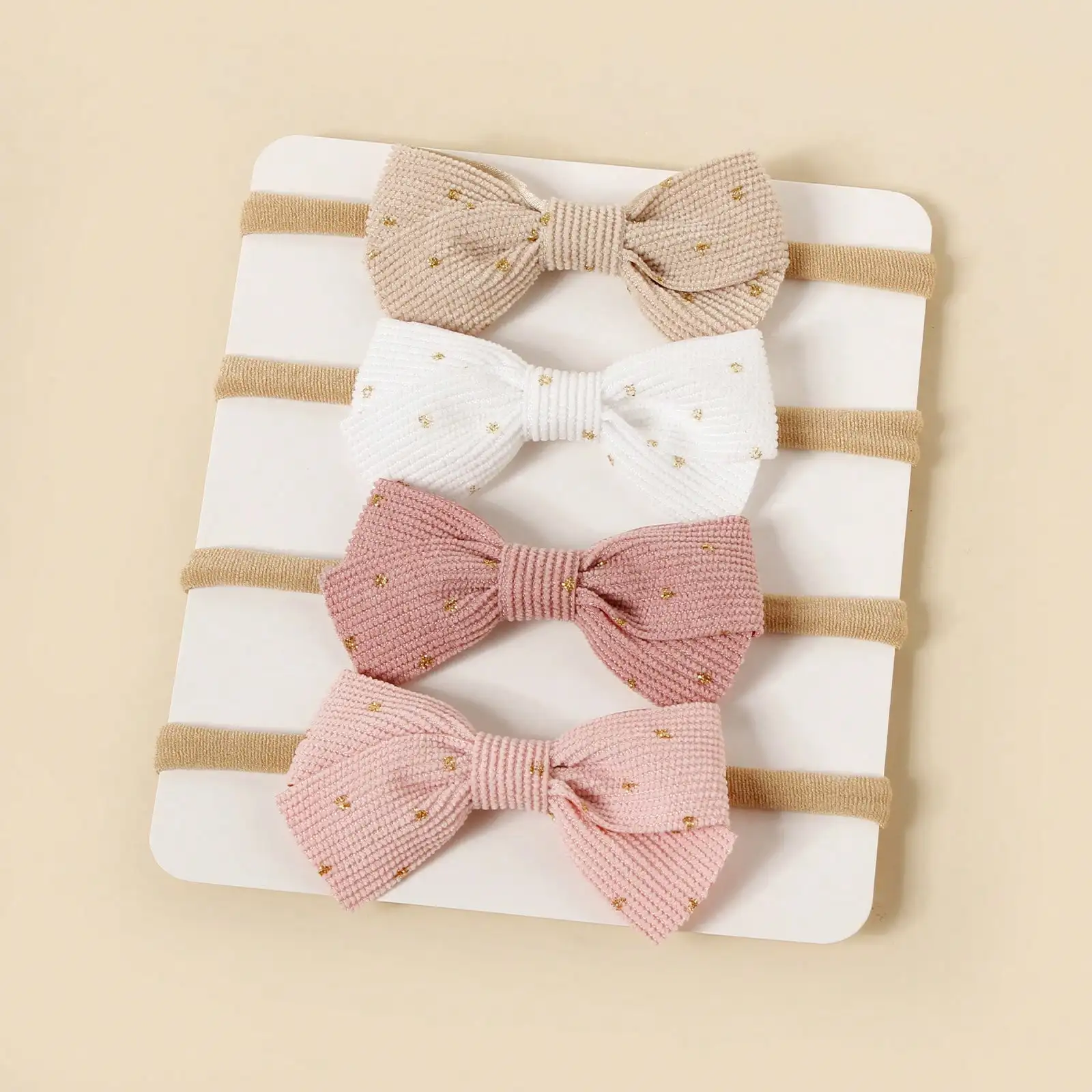 

4pcs/set Golden dot bow nylon hair band Baby Elastic Headband Newborn Infant Toddler Soft Hair Accessories Gift