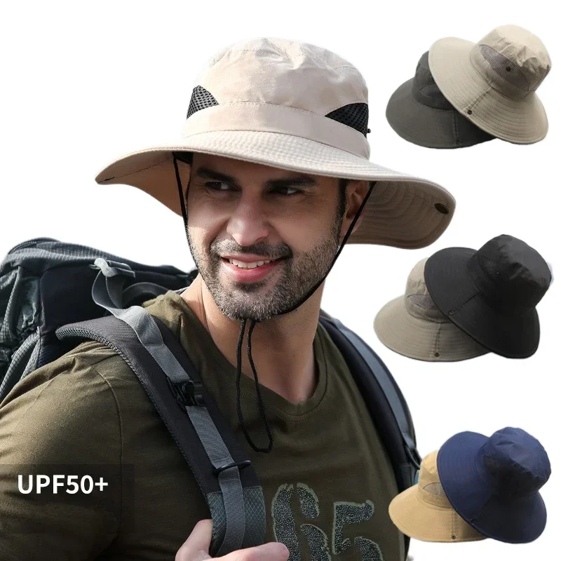 

Summer Sun Hats Bucket Hat Outdoor Hunting Fishing Cap for Men Women UV Protection Hiking Camping Face Covering Fisherman's Hat