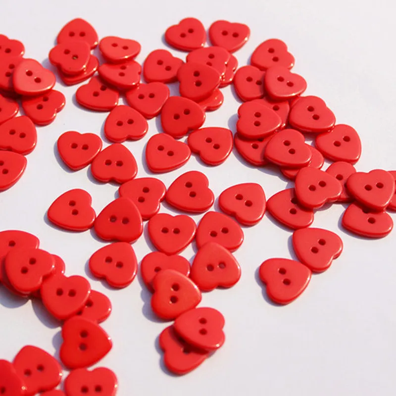 100 Pcs 11mm/13mm/15mm Mixed Heart Apparel Sewing Buttons For Kids Clothes Scrapbooking Decorative Handicraft DIY Accessories