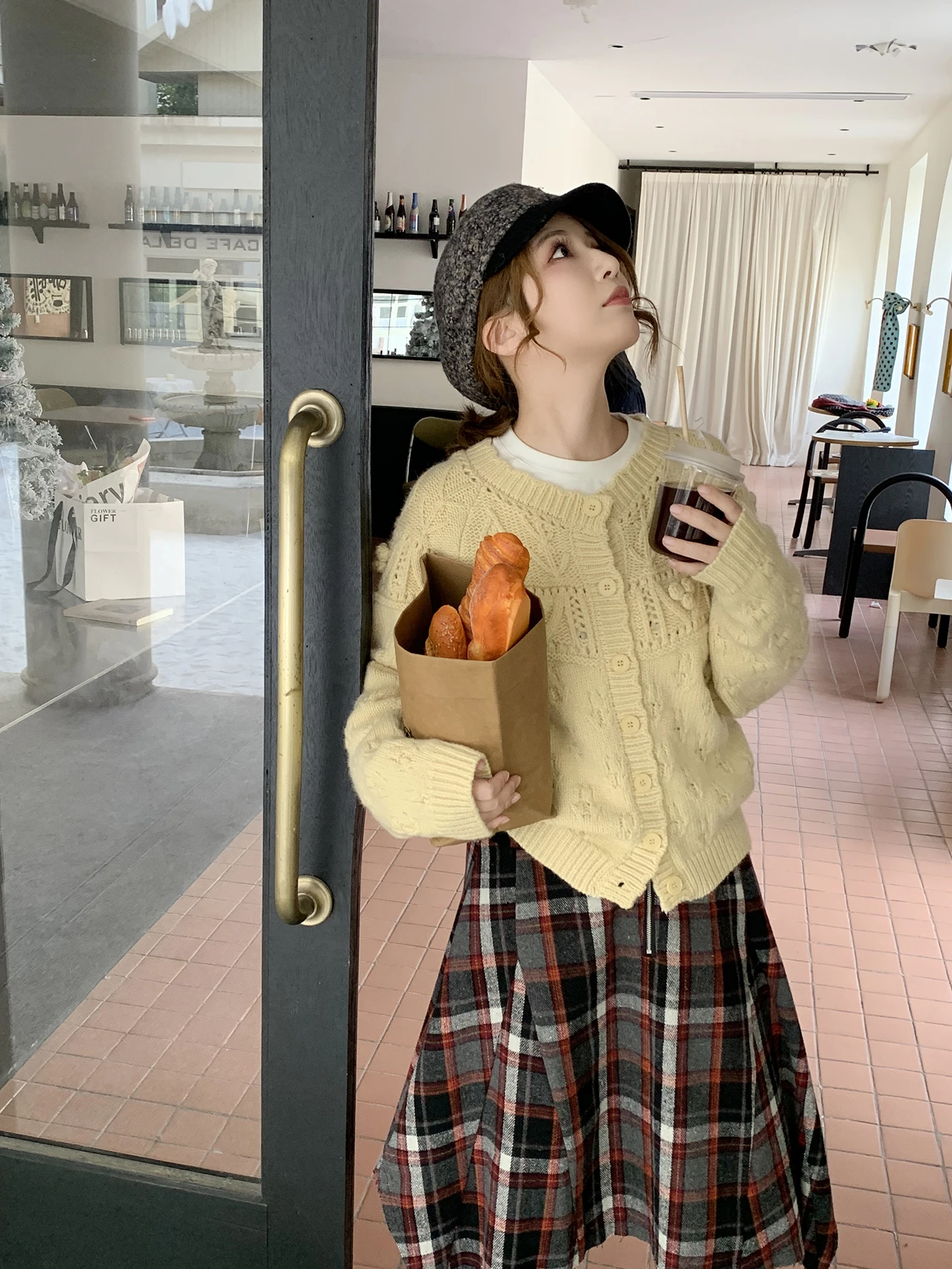 

ELINSU Vintage Knitted Open Cardigan Women's Spring Autumn Loose Casual Versatile Sweater Jaet Warm Thermal Long Sve rou...