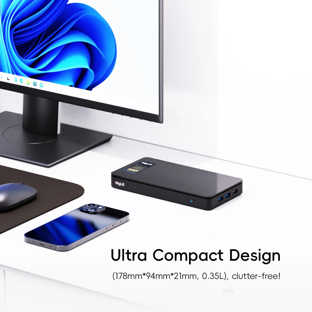 MeLE Overclock X2 Mini PC,N150 16GB 512GB Micro Desktop Computer, 4K Triple Display, All-in-one USB-C, USB3.2/WiFi/BT/Ethernet