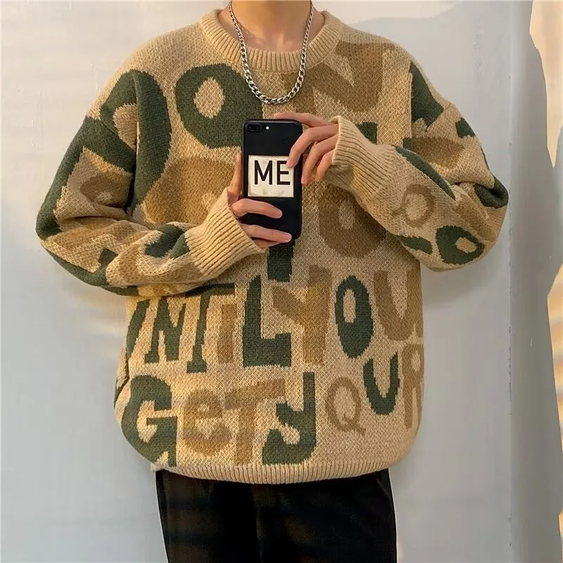 

Loose Fit Thi Knit Sweater Casual Lazy Sle Autumn Winter Faion Outerwear Polyester Fiber Youthful Vitali Sle Warmth