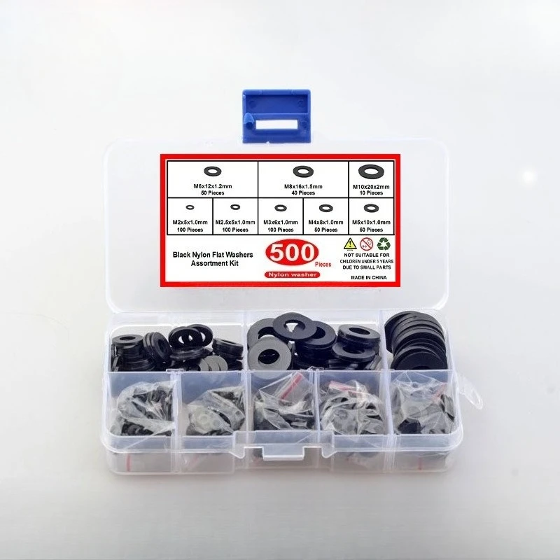

500/350/780/550/480Pcs Washer Flat Combination Set with 8 Sizes Safety Plate M2 M2.5 M3 M4 M5 M6 M8 M10 M12 Nylon Sealing Washer