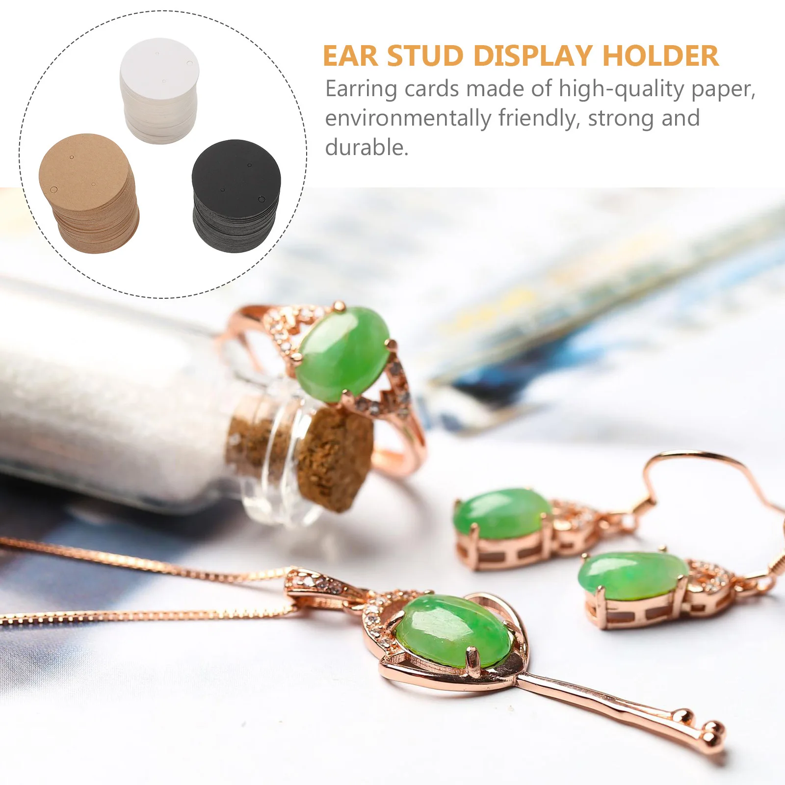 

300Pcs Round Cardboard Earring Holder High Quality Eco Friendly Display Cards for Store Home Use Earring Display Cards