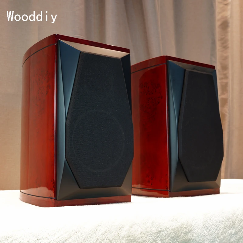 Wooddiy 6.5 Inch One Pair Speaker Cabinet Two-way Empty Box Shell Waist Drum Radian HIFI DIY Speaker Gloss Painting Maple Burl