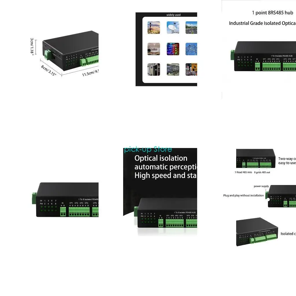 

Q5WA 8-port 485 Hub 1 to 8 RS485 Splitter 485 Docking Station Industrial Grade optically Isolated Hub Dual Way Conmmunication