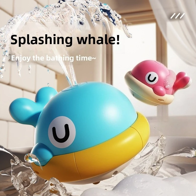 아기 야광 욕조 장난감 고래 자동 물 분사기 욕조 수영장 욕실 샤워 장난감 유아 소녀와 소년을 위한 선물