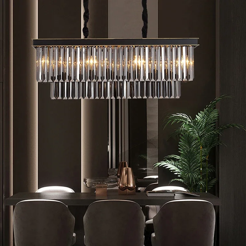 Modern Light Pendant Crystal Rectangle Pendant Lamp Crystal Lamp Popular Drop Crystal Lamps Room Lving Design Hotel Cafe