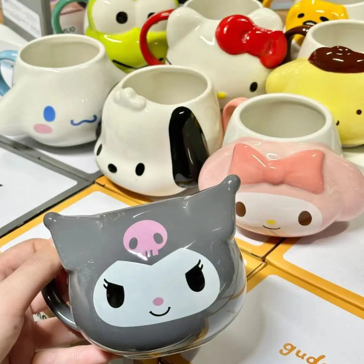 Sanrio Hello Kitty Mug Cartoon Cute Ceramic Cup Kuromi Cinnamoroll My Melody Pochacco Milk Coffee Water Mug For Kids Girls Adult