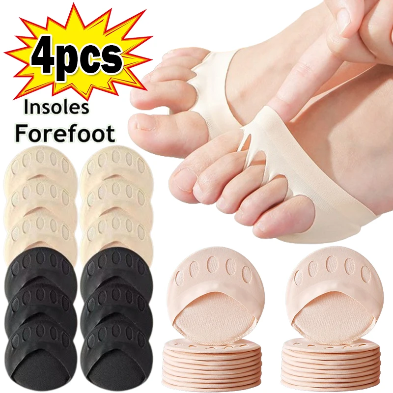 2/4PCS Five Toes Forefoot Pads for Women High Heels Half Honeycomb Breathable Shoe Cushion for Foot Pain Relief Moisture Wicking