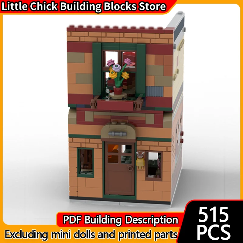 

City Street View Model MOC Building Bricks Street Two-Story Cafe Modular Technology Children Holiday Gifts Assemble Toys Suit