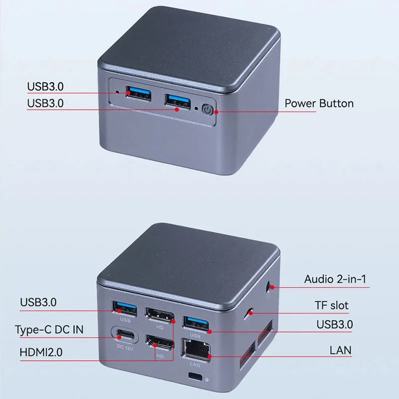 Helorpc-Mini PC Intel Celeron N5105, LPDDR4, máx. a 16GB, 128GB/256GB, M.2, NVMe, SSD, Intel AC7265, WiFi, BT4.0, GbE, LAN, Win 10/11, Linux