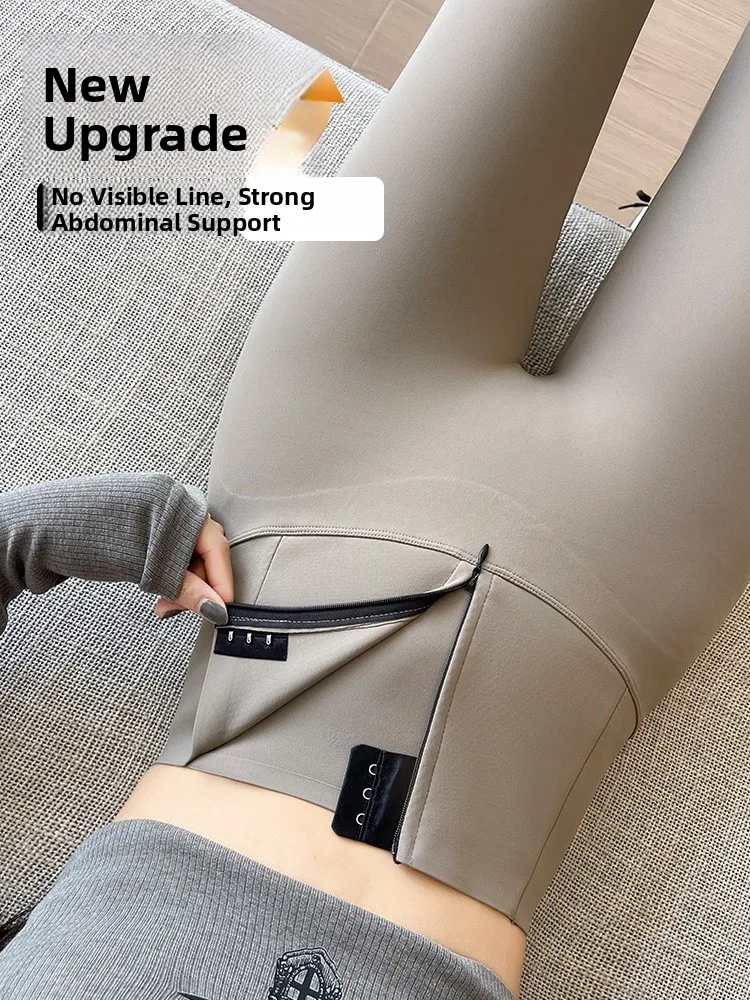 Hohe Taille Yoga Hosen Damen Frühling Herbst Reißverschluss Arche Hosen Bauch eine enge Basisschicht Hosen bequeme lässige Leggings...