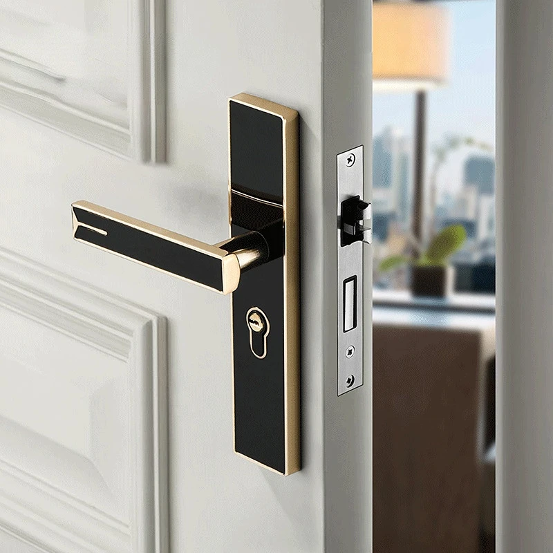 

Silent Bedroom Door Lock, Universal Indoor Household Door Lock for Wood Doors with Magnetic Absorption Locking Mechanism