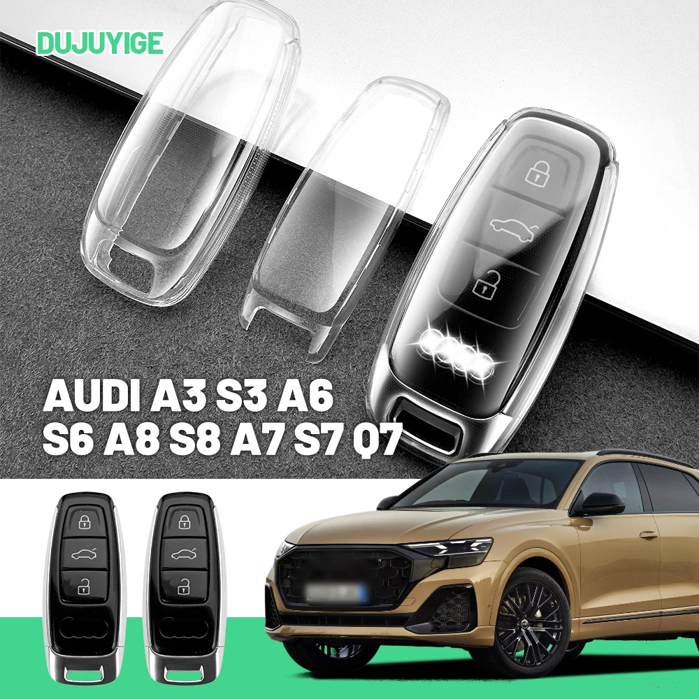 

Clear TPU Car Key Case For Audi A3 S3 A6 S6 A8 S8 A7 S7 Q7 Q8/Q4 e-tron Key Fob Cover Protector Shell Auto Accessories
