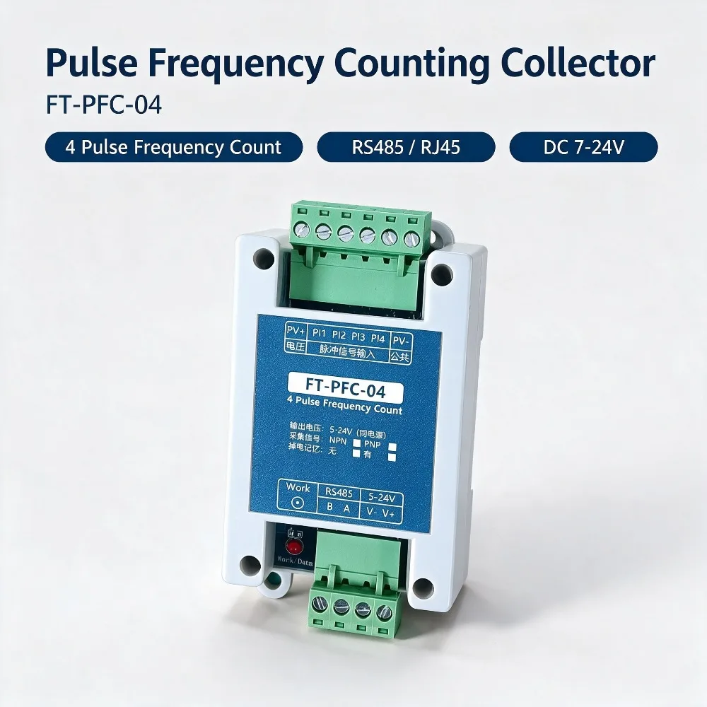 Pulse Frequency Counter Module RS485 Modbus RTU 1Hz-20kHz Industrial Isolated Acquisition for Flow Meter Tachometer Hall Sensor