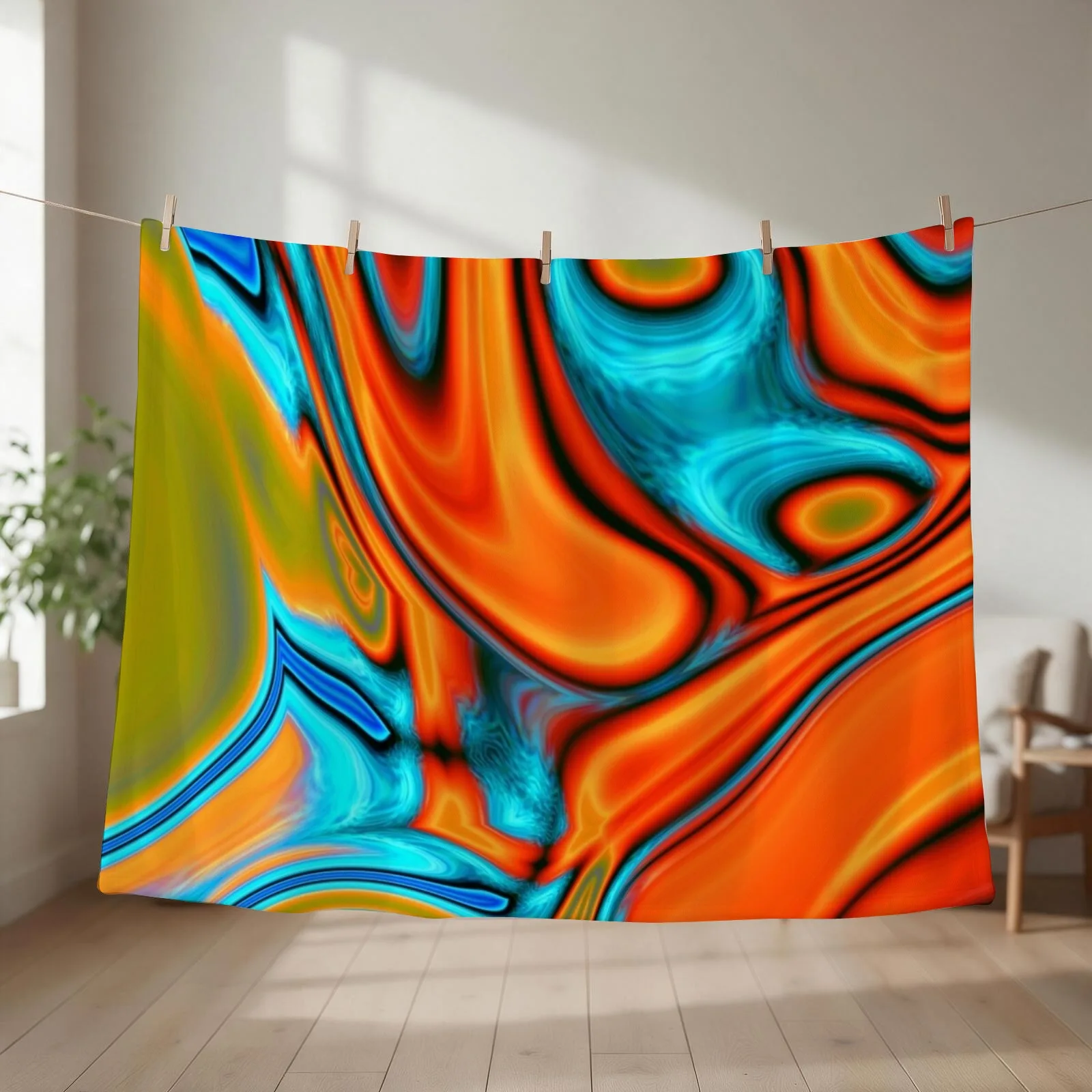 vivid modern Southwest hipster turquoise orange swirls Throw Blanket For Sofa Thin Fashion Sofas Blankets For Baby Blankets