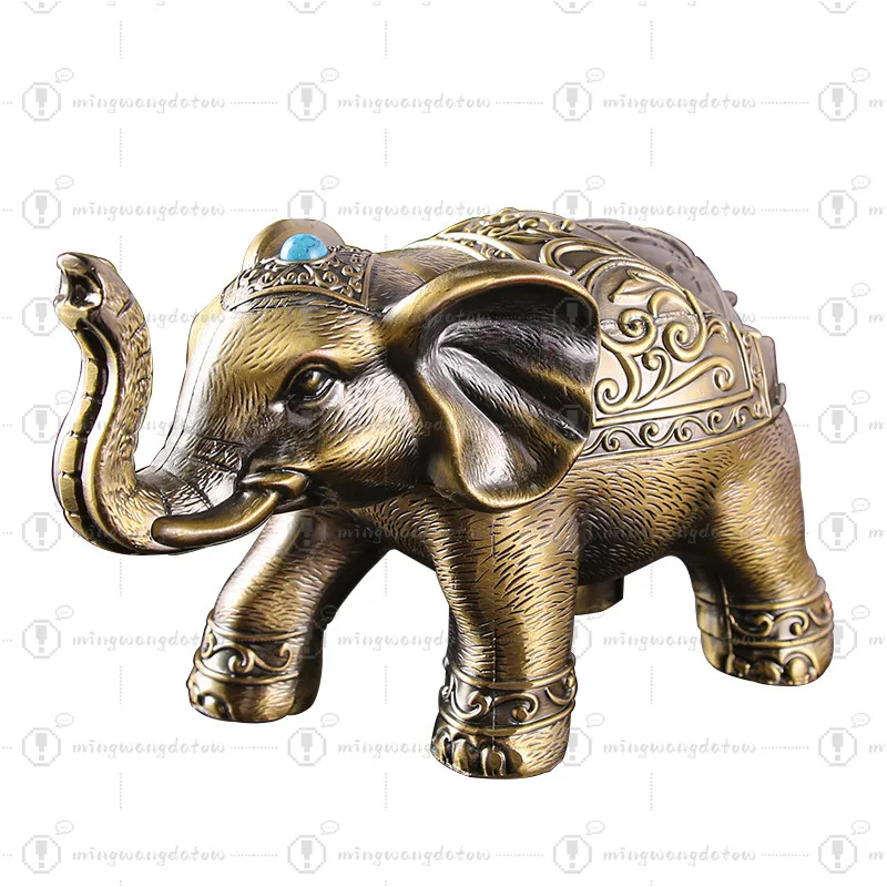 Vintage Elephant Ashtray with Lid, Windproof, Creative Home & Office Decor Gift