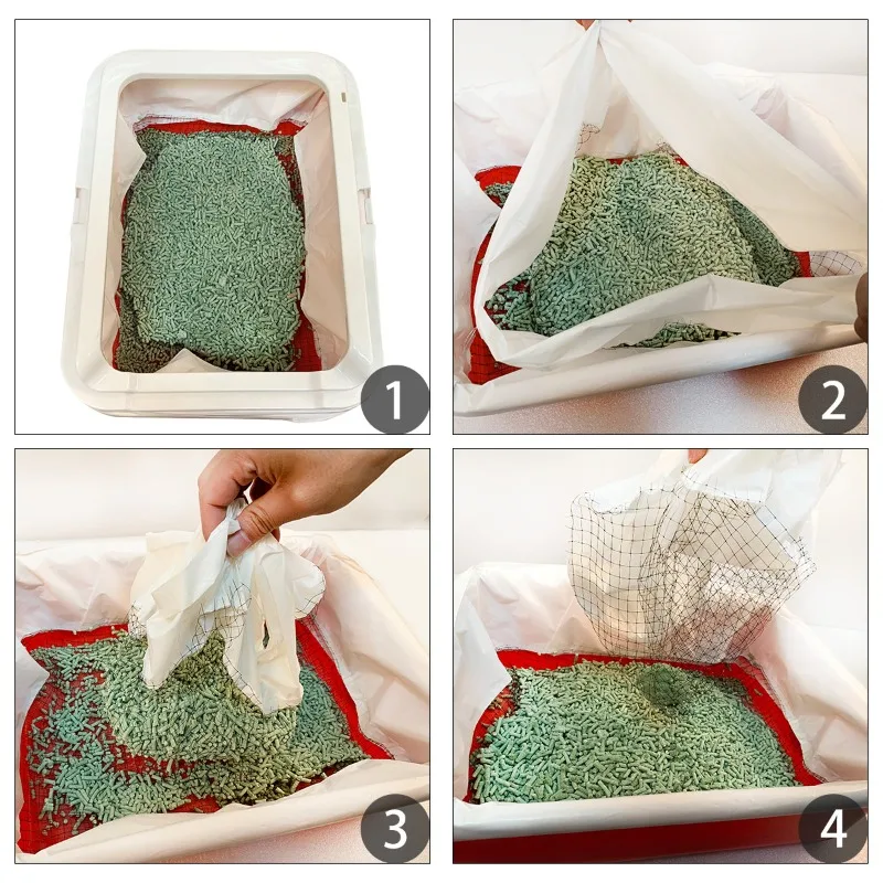 10Pcs Reusable Cat Litter Box Liners, Drawstring Sifting Bags with Filter Net, Thick Sand Bags