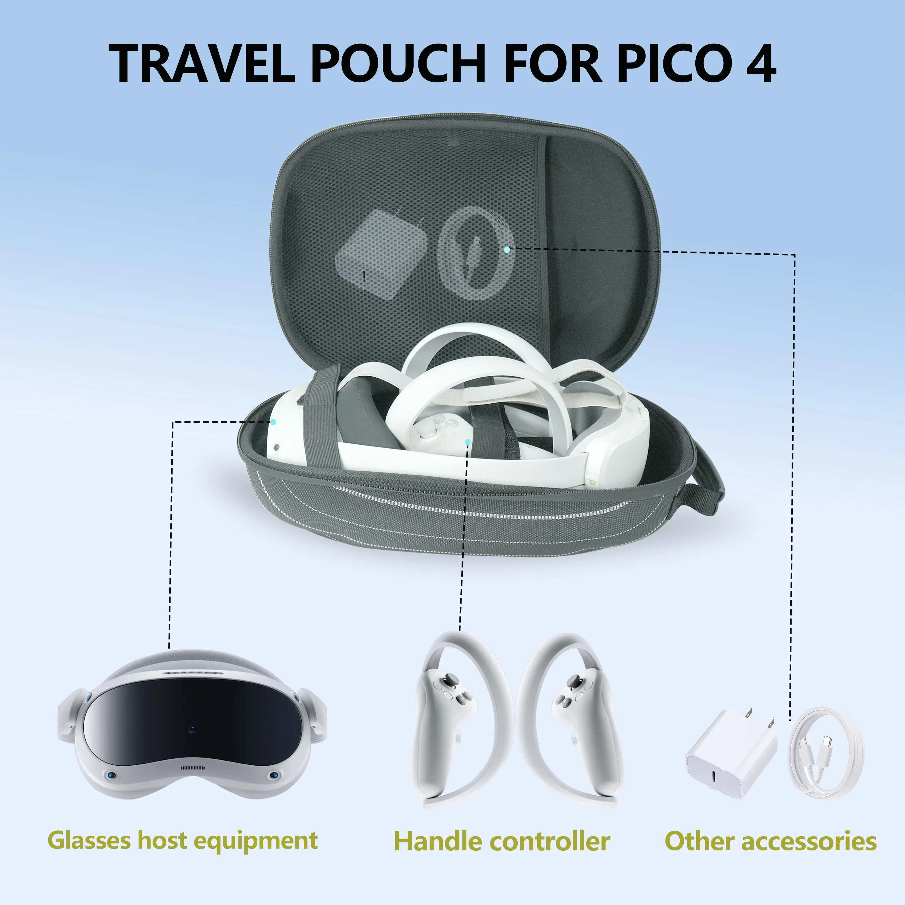 

Protective Storage Bag for Meta Quest 3 VR Headset Travel Carrying Case EVA Storage Box for Pico 4 Ultra/Pico 4 VR Accessories