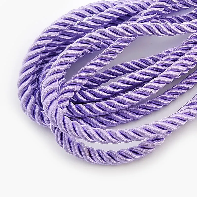 (30125)10 Meters 5mm Satin Polyester Cords Three strands of Rope Silk thread Rope Diy Jewelry Findings Accessories