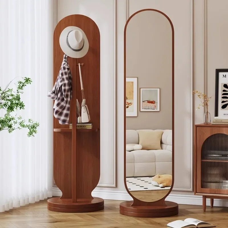 Rak mantel berputar untuk kamar tidur anak perempuan, terintegrasi dengan cermin berdiri ukuran penuh, dapat dilepas, untuk penggunaan rumah tangga.