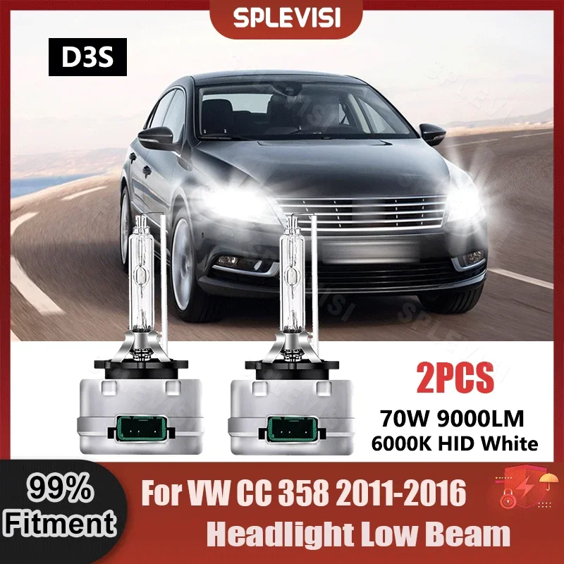 

SPLEVISI D3S Low Beam Xenon Light Bulbs 9V-16V 9000LM 70W For VW CC 358 2011 2012 2013 2014 2015 2016 Car Headlight Xenon Lamp