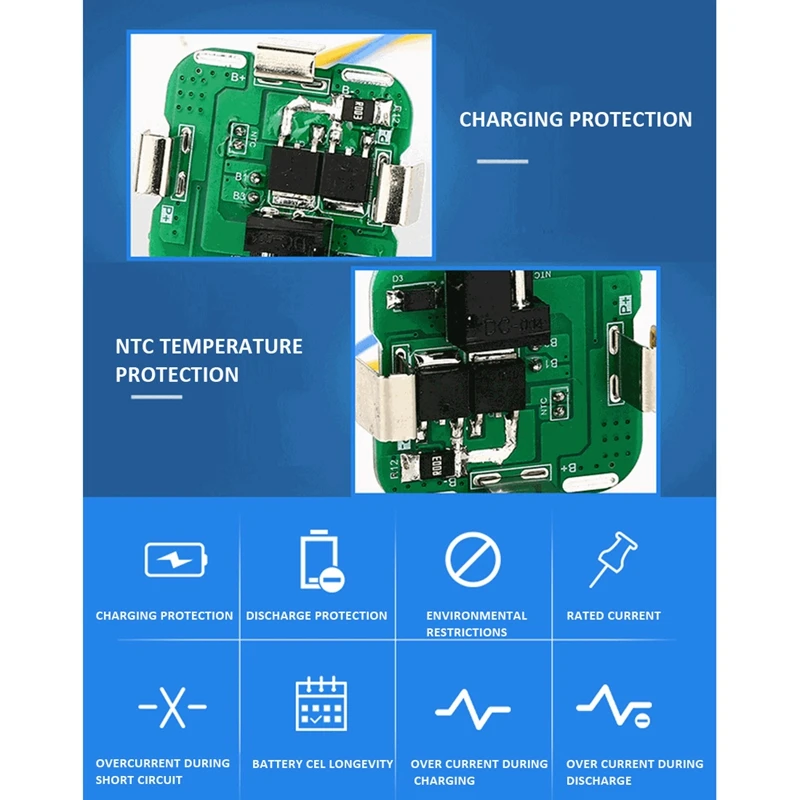 BMS 4S 14.4V Dual MOS 18650 Lithium Battery Charging Protection Board Li-Ion Power Bank Charger With DC Wire