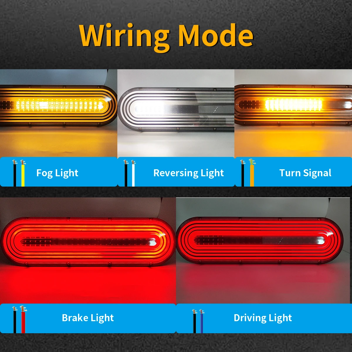 

146 FeiFan 12V/24V 2Pcs LED Tail Lamp Car Rear Taillights Turn Signal/Reversing/Brake/Driving Light Removable Rubber Ring ABS
