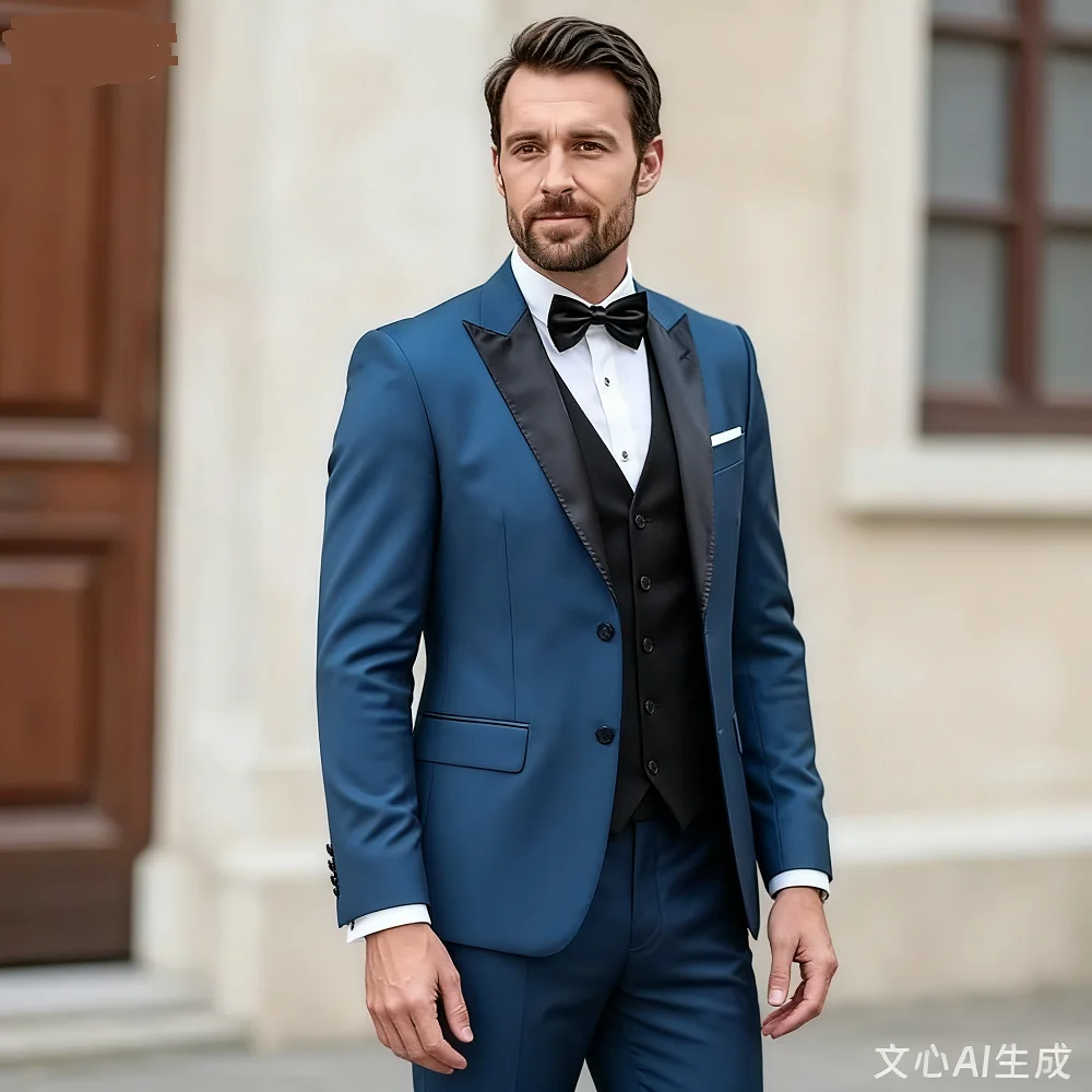 

Мужской зеленый и черный формальный комплект Terno из 3-х предметов: пиджак, свадебный костюм жениха, идеально подходящий для свадебной церемонии и танцев