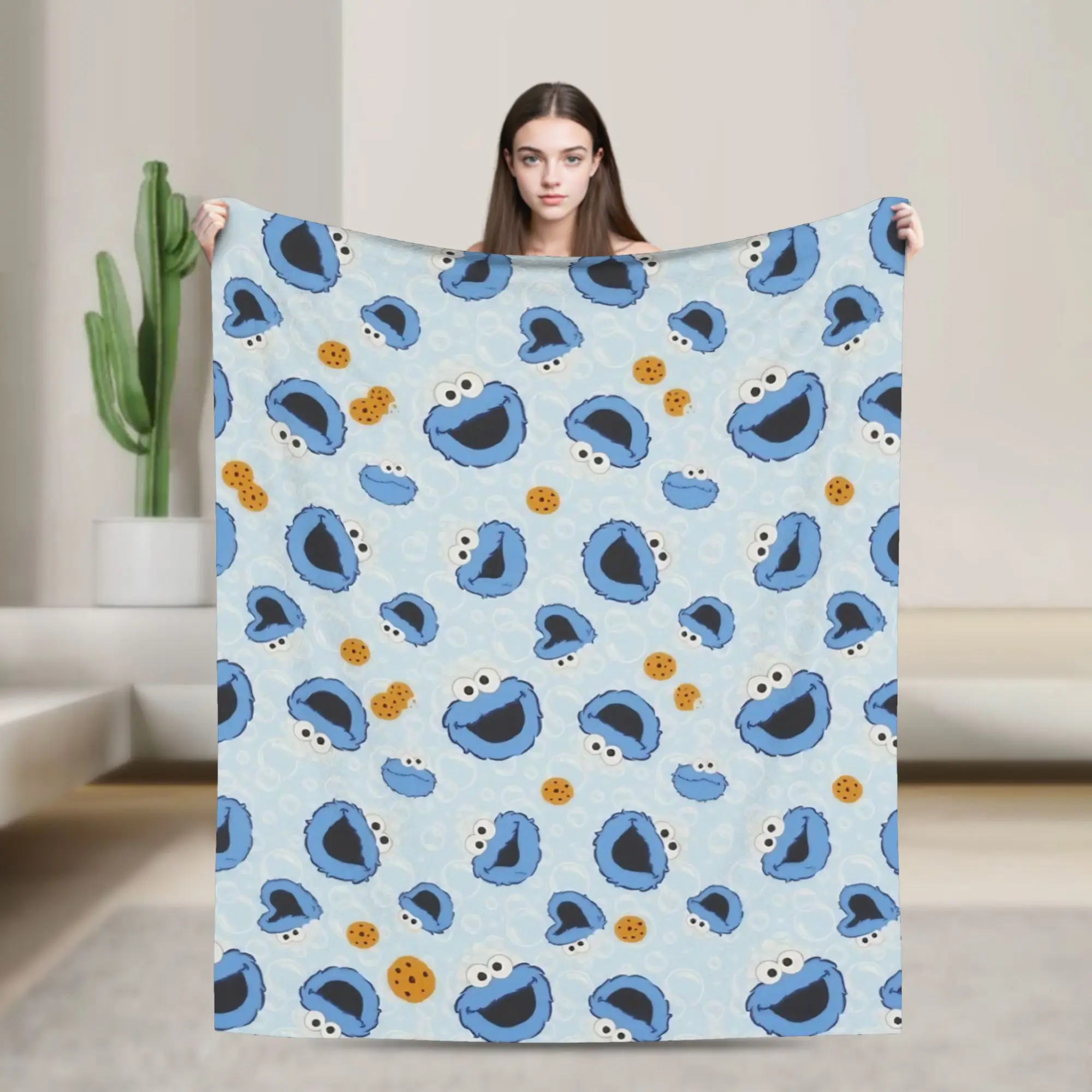 Cookies Monsters Cartoon Blanket Sesames Streets Flannel Throw Blankets Home Couch Printed Soft Warm Bedsprea,