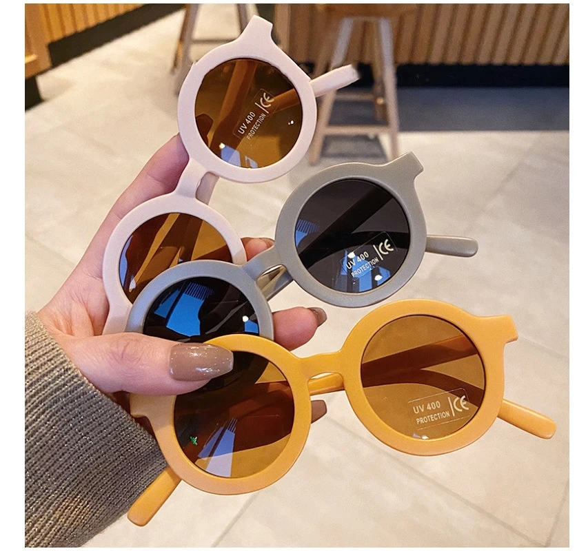 Children Cute Cartoon Small Frame Sunglasses Kids Round Glasses Baby Fashion Colors Sunglasses Boys Girls Sun Protection Eyewear