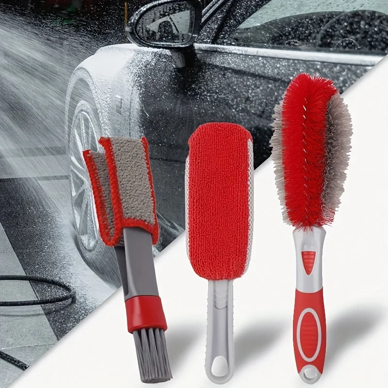 Car Detailing Brush Set Soft Bristle Car Air Vent Cleaning Brush Kits Car Air Outlet Tire Motorcycle Wheel Wash Accessories