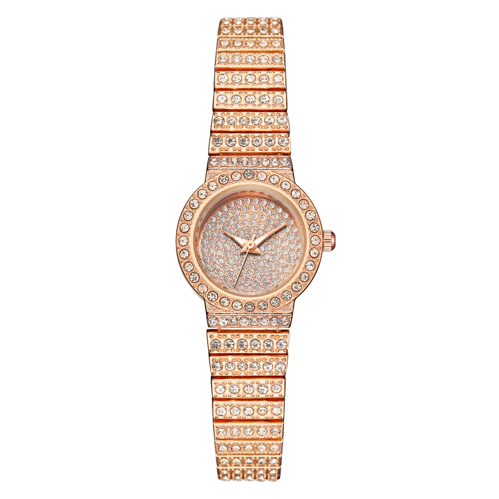 Women\'s Fashion Rhinestone Full Star Thin Strap Quartz Bracelet Watch Small Trendy Temperament Ladies Steel Strap Watch