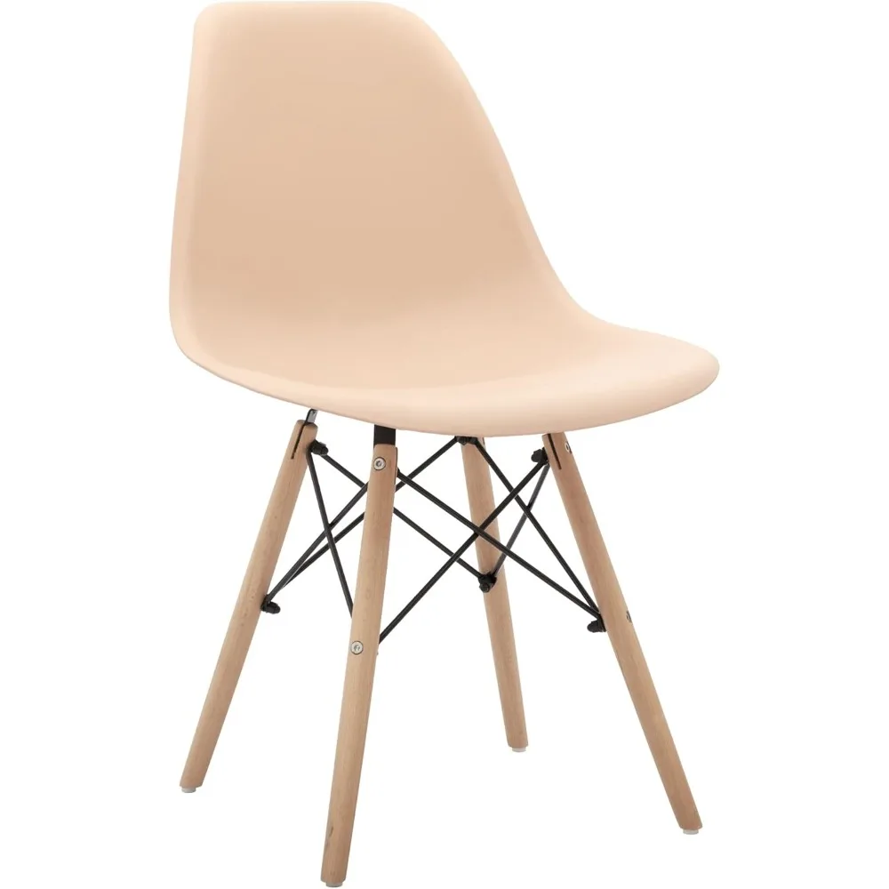 

Modern Mid-Century Side Chair Dining Chair with Natural Wood Legs for Kitchen, Living, Dining Room, Set of 1, Beige