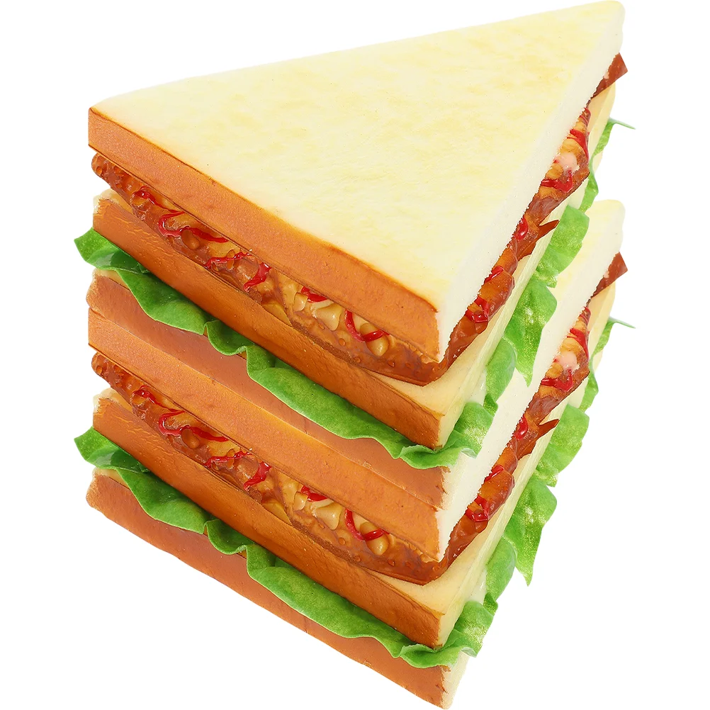 2 Pcs Sandwich Model PU Props Fake Simulation Food Models Scene Layout Artificial Toy