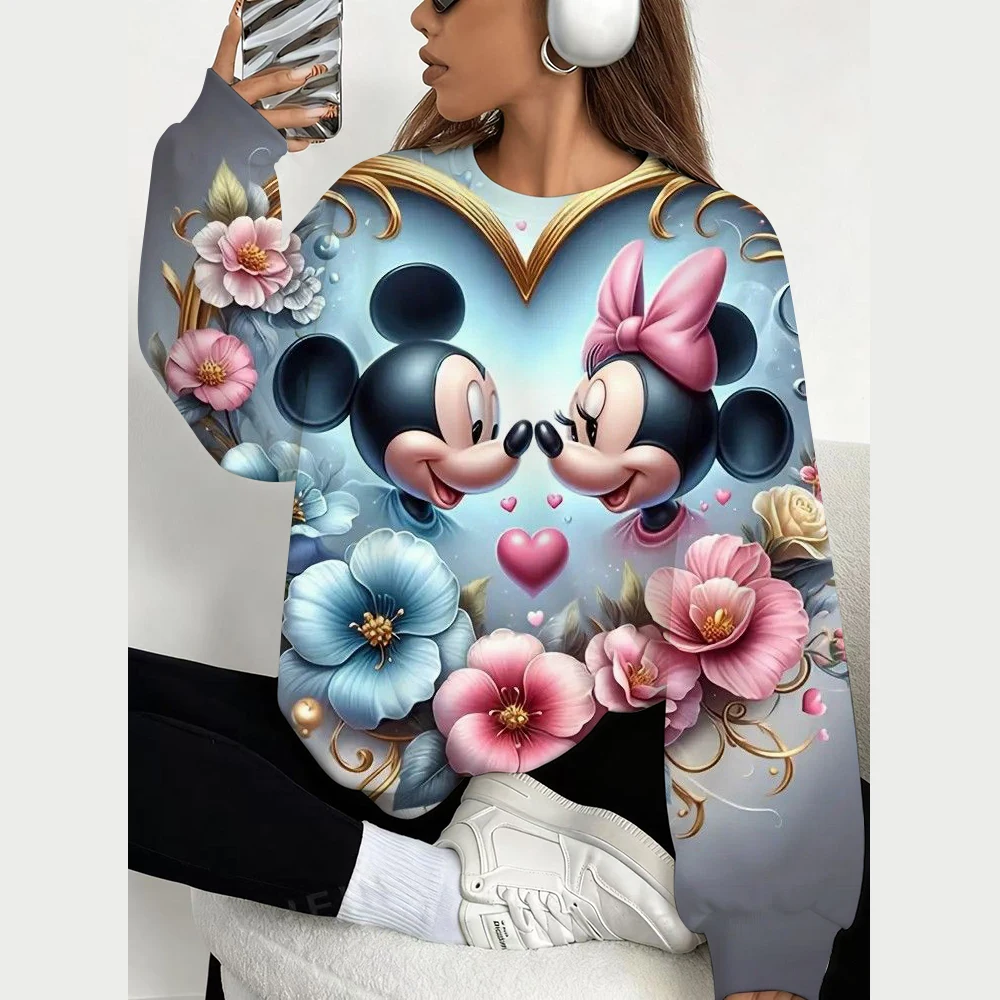 Hoodies femininos série disney moletom feminino moda crewneck hoodie kawaii mickey mouse suores feminino agasalho menina sudadera