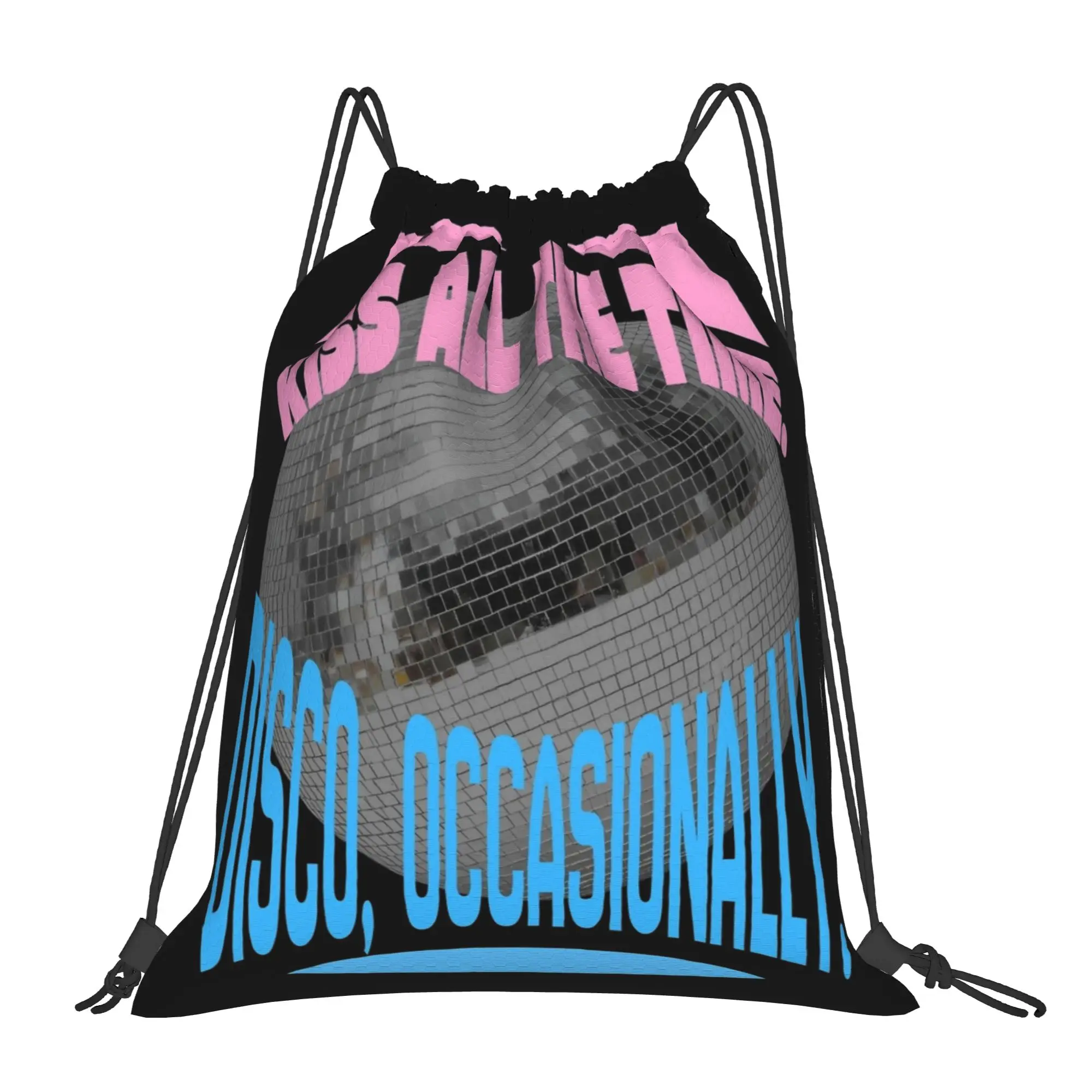 

Harrys Styles Kiss All the Time Disco Occasionally Drawstring Backpack Sports Gym Sackpack Water Resistant String Bag for Yoga