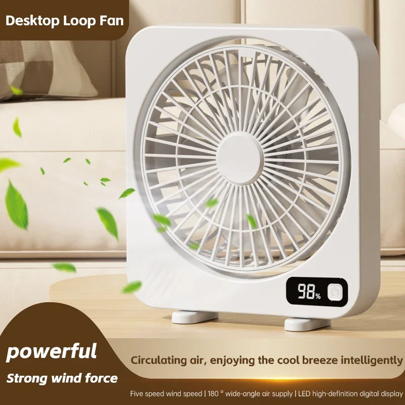 

Air Circulation Fan Desktop fan Ultra-thin Fan Rechargeable Portable Fan 180 ° adjustable Fan LED Digital Power Display