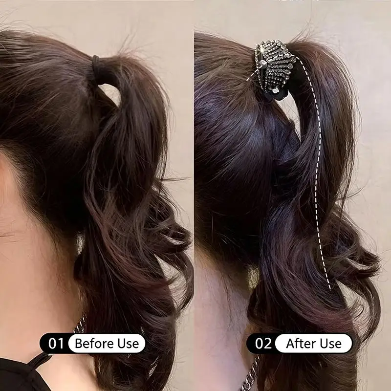 2er-Set Haarspangen für hohe Pferdeschwänze – Perlenkronen-Haarspange für Damen, Haar-Accessoire – Detail 7