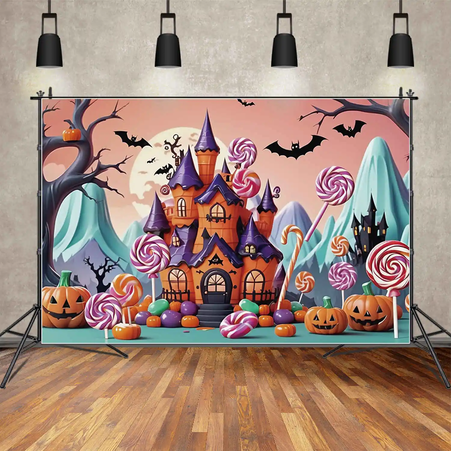 MOON.QG Halloween Castle Backdrop Baby  Candy Party Pumpkin Photo Studio Background Child House Decoration Photography Back Drop