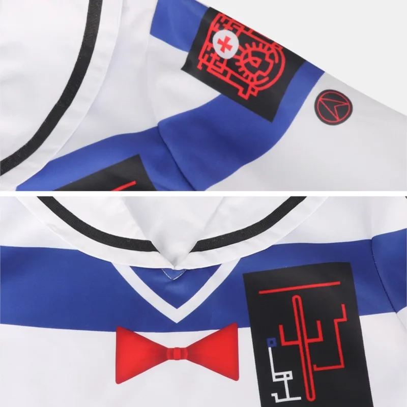 AHUND DLINE Last Defense Academy Amemiya Taibi Striped Everyday Outfit Cosplay Costume Full Set Uniform Halloween Carnival Party