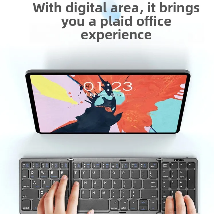 Tri-fold Ultra Slim ABS Wireless Keyboard USB-C Connection Desktop Tablet Phone Laptop Office Keyboard
