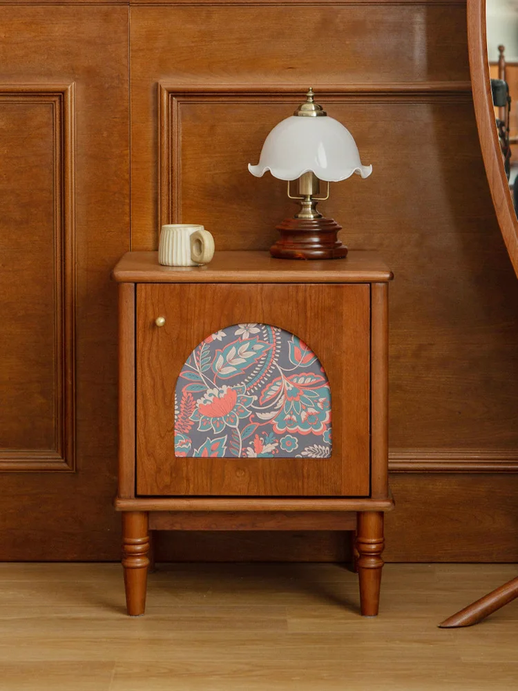 

Retro bedside table, bedroom national style solid wood locker