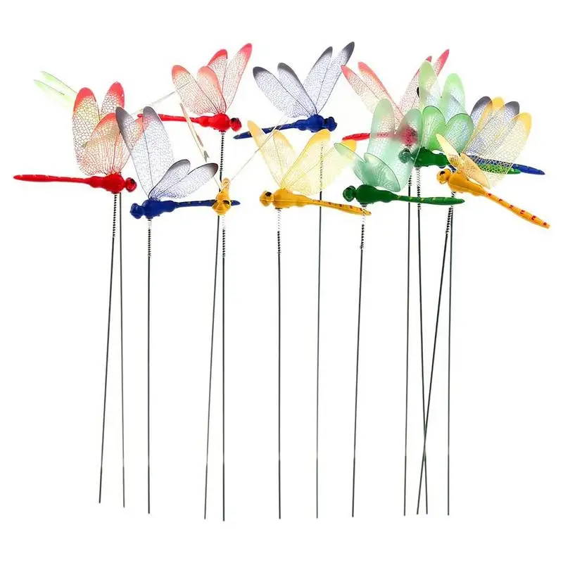 

25pcs Garden Dragonfly Decor Backyard Adornment Insect Sculpture Artware Craft Prop Simulation Dragonfly Stake Decoration