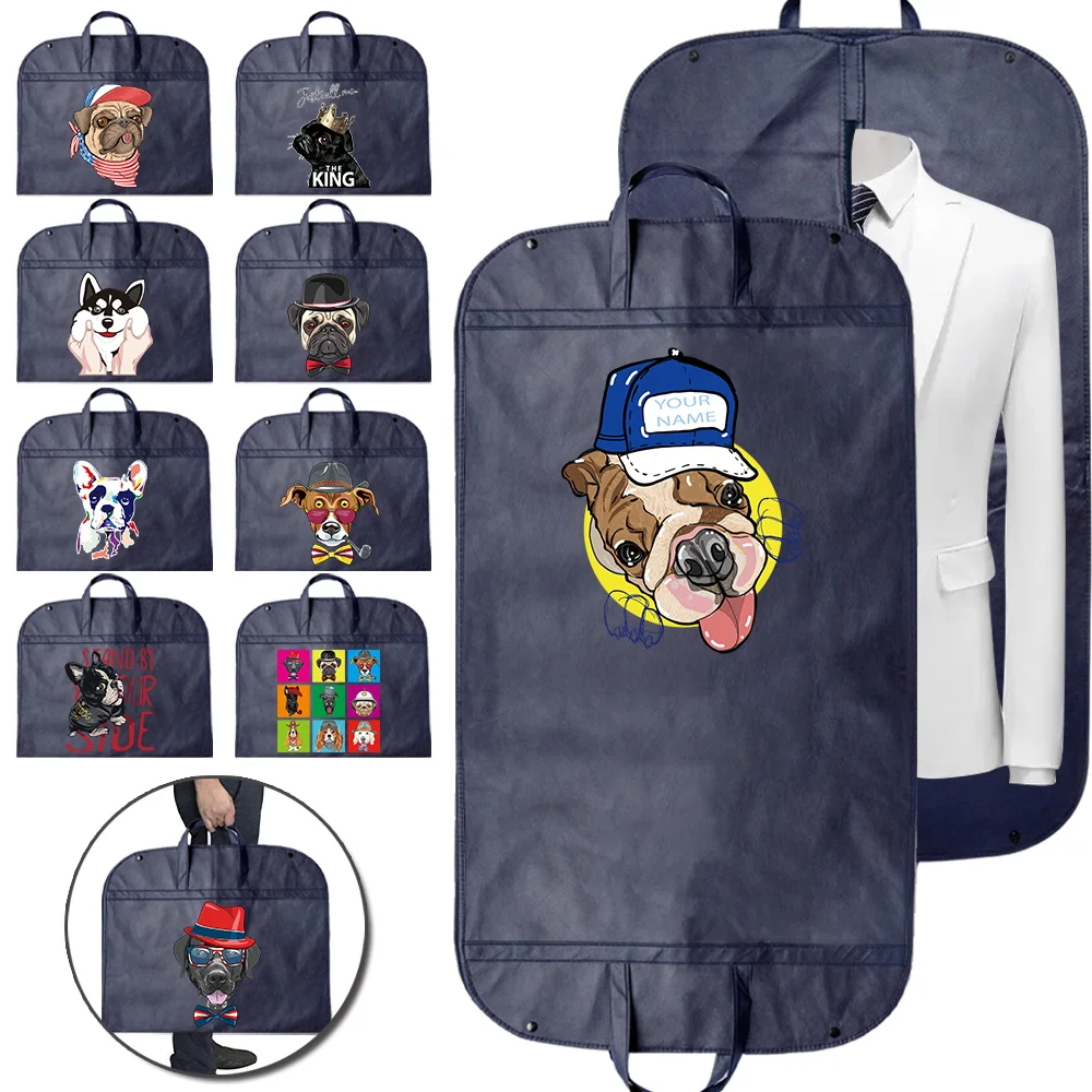 Clothes Dust-proof Cover Zipper Bag Cute Dog Pattern Dark Blue Garment Protector Fully Enclosed Cover Bag Hanging Storage Bag