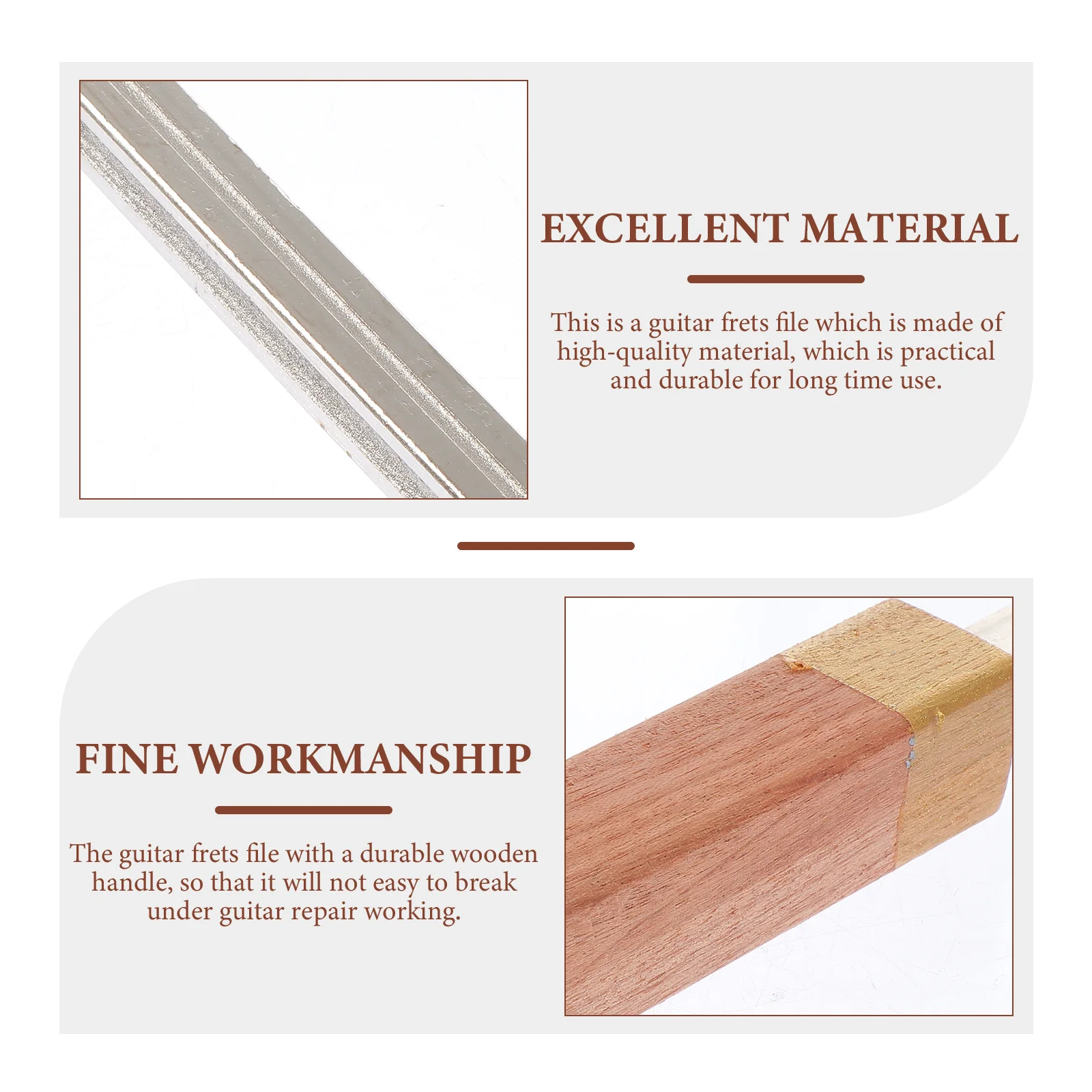 

1Set Guitar Fret File Durable Wood Handle Steel Head Luthier Tool for Acoustic Electric Ukulele Bass Guitar Fret File Tool