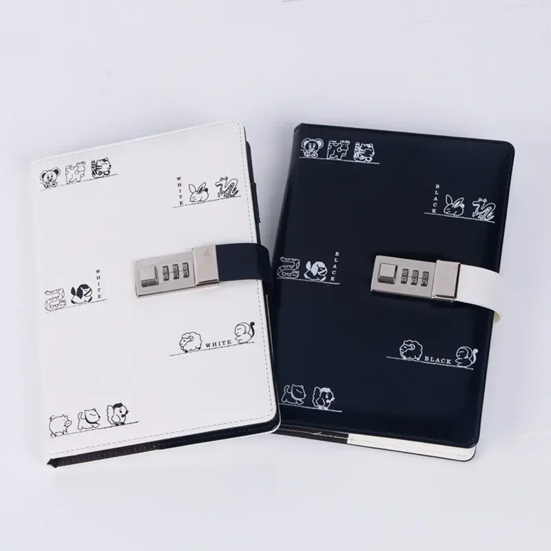 Lock Diary Faux Leather PU Password Book Business Notepad Constellation Notebook Pupil Cute Cartoon Writing Pads Stationery