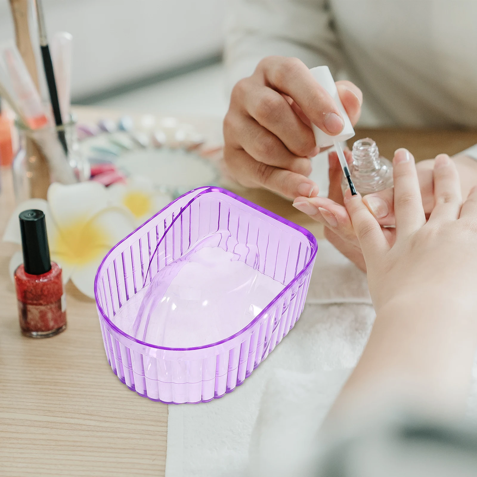 Ciotola per ammollo per unghie Ciotola per manicure in plastica viola Soak Off per unghie professionale Rimozione smalto gel per unghie acriliche Rimozione polvere per immersione